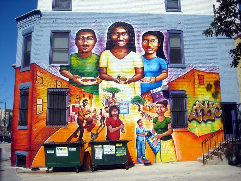 Columbia Heights Street Mural in Washington - DC - "My Culture, Mi Gente,” by artist Joel Bergner