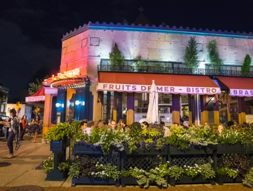Nighttime patio dining at Le Diplomate on 14th Street - Stephen Starr Restaurant in Washington, DC