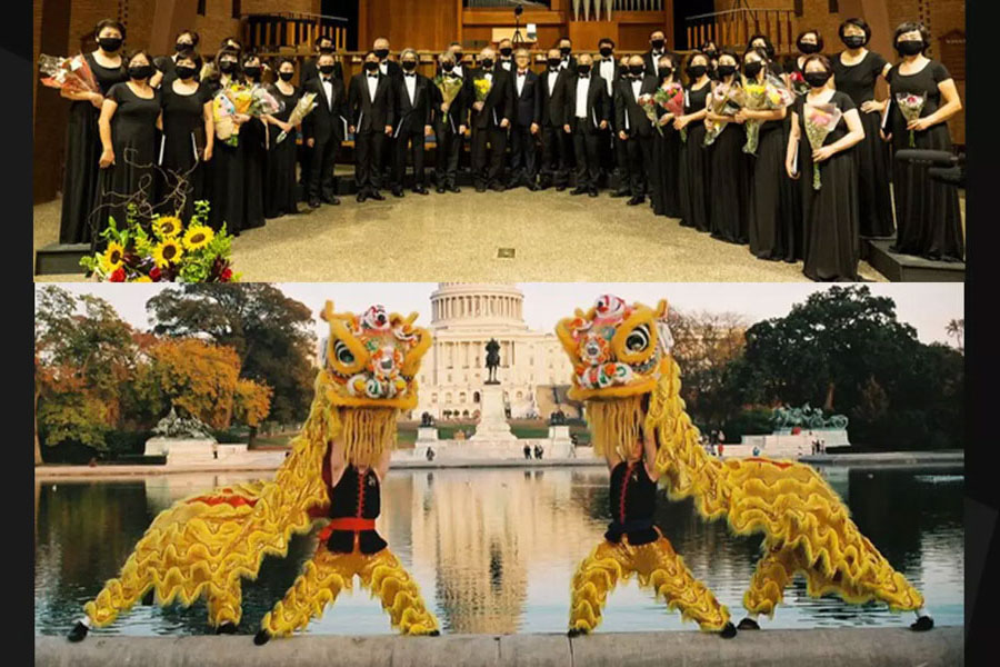 Photo of choir and celebration of Lunar New Year in front of US Capitol 
