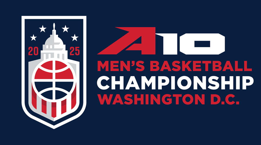 Logo for the 2025 A-10 Men’s Basketball Championship in Washington, D.C.