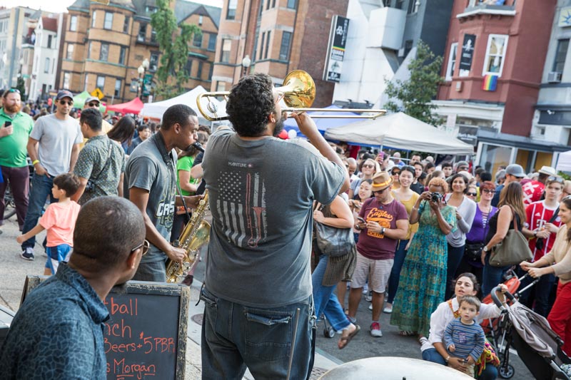 Band performing during Adams Morgan Day on 18th Street - Free summer festival in Washington, DC