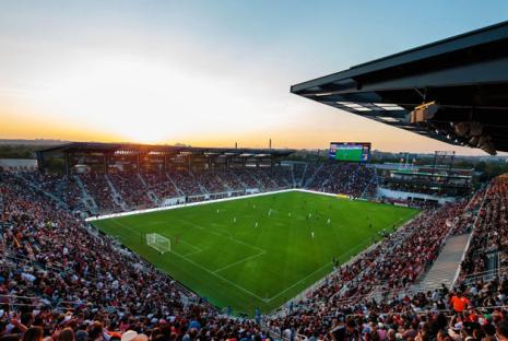 @dcunited - Audi Field at sunset during a D.C. United professional soccer game - Sports venues in Washington, DC