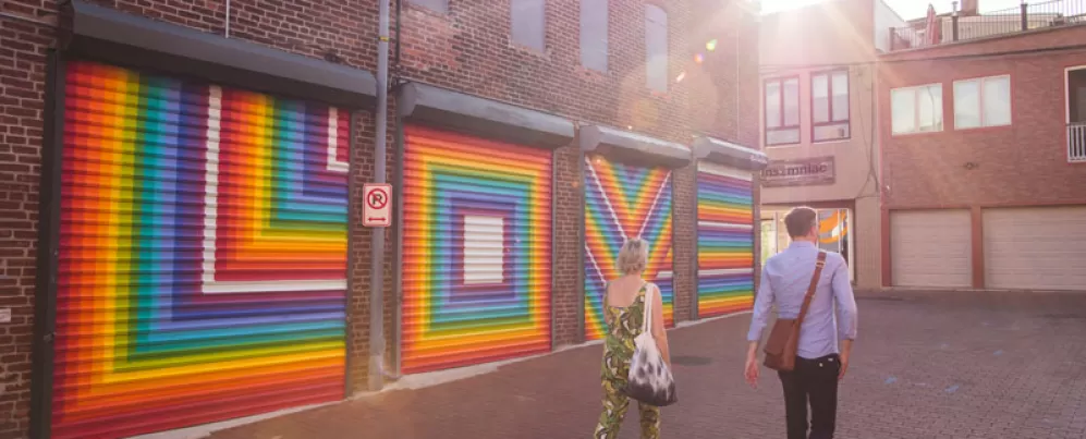 Colorful street art mural in Shaw's Blagden Alley - Historic alleyway in Washington, DC